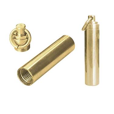 Imagem de AYAMAYA Estojo de comprimidos [pacote com 2], suporte de comprimidos à prova d'água de latão maciço com chaveiro mais 3 anéis de vedação reserva pequeno porta-remédios ferramenta portátil EDC para chaveiro viagem ao ar livre acampamento de sobrevivência