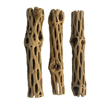 Imagem de Awesome Aquatic Madeira natural Cholla/Choya 3 peças 15 cm para habitat de camarão e caranguejos eremitas plecos decoração de aquário reduz esconderijos de pH e brinquedos de mastigar répteis sem espinhos secos orgânicos