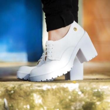 Imagem de Sapato Oxford Bota Coturno Feminino Salto Tratorado Cano Baixo - Grife