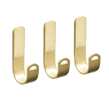 Imagem de KIZQYN Ganchos de casaco suporte de parede, gancho de metal, gancho de casaco, prateleira simples para entrada, sala de estar, quarto, guarda-roupa, varanda, cozinha cabide de parede (cor: latão)