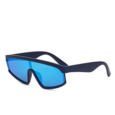 Imagem de Óculos de sol esportivos femininos de uma peça ao ar livre grandes óculos de sol para mulheres Vintage Lunette De Soleil Femme, azul, com uma bolsa