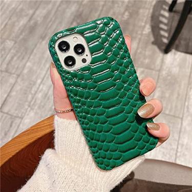 Imagem de Capa de telefone de luxo com padrão de pele Python 3D para iPhone 12 13 11 Pro XS Max 7 8 Plus X XR SE Capa traseira de plástico rígido, verde, para iPhone XR