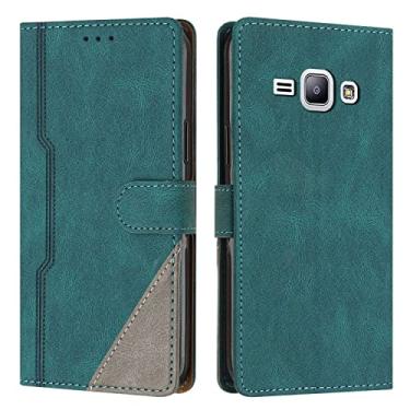 Imagem de Hee Hee Smile Capa carteira com alça de pulso para Samsung Galaxy J1 Premium PU couro bolsa magnética com zíper bolso com compartimentos para cartão verde