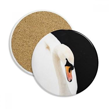 Imagem de Caneca de animal selvagem de organismo terrestre branco cisne copo copo protetor de mesa pedra absorvente
