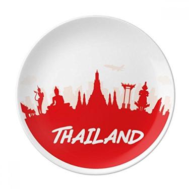 Imagem de Prato decorativo de porcelana Salver da Tailândia com traço vermelho