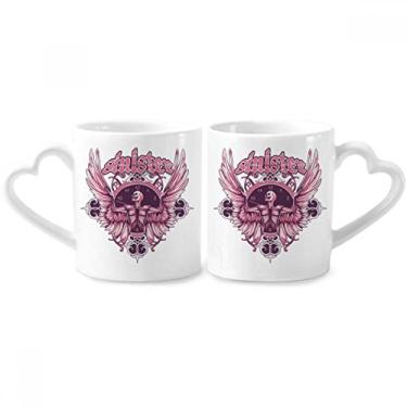Imagem de Conjunto de canecas Graffiti Street rosa caveira ângulo relógio padrão casal porcelana copo amante cerâmica alça coração