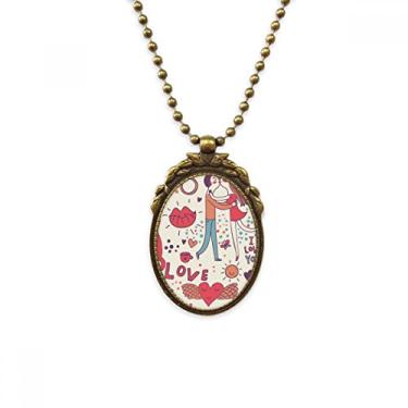 Imagem de DIYthinker Colar antigo com pingente de contas vintage com pingente de flor para casal amor