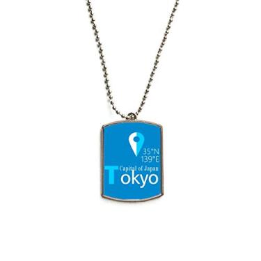 Imagem de DIYthinker Colar com pingente de identificação de cachorro Tokyo Geography Coordinates Trave de aço inoxidável