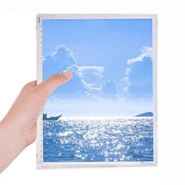 Imagem de Caderno com imagens da natureza do oceano, água, mar, barco, ciência, folhas soltas, diário recarregável, papelaria