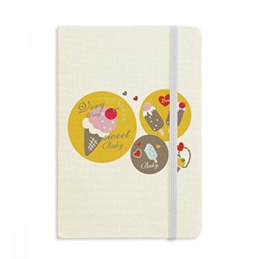 Imagem de Caderno de sorvete de coração cereja com capa dura em tecido oficial diário clássico