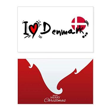 Imagem de I Love Denmark Bandeira da Palavra Love Heart Ilustration Holiday Merry Christmas Cartões de parabéns Mensagem de Natal