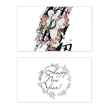 Imagem de Japan Culture Ninja Samurai Espada Ano Novo Cartão de felicitações Mensagem de Abençoar Presente