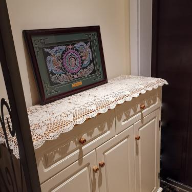 Imagem de vanyear Toalhas de mesa brancas para festas, rústica, floral, crochê, toalha de mesa de algodão, 38 x 99 cm