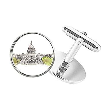 Imagem de DIYthinker Abotoaduras de botão redondo do Capitólio dos Estados Unidos