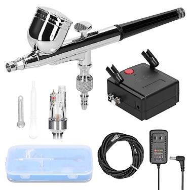 Imagem de CIADAZ Kit de compressor de ar de aerógrafo profissional multiuso de 0,3 mm 20-35 PSI conjunto de bomba de ar de caneta de aerógrafo para modelagem de pintura de arte DIY