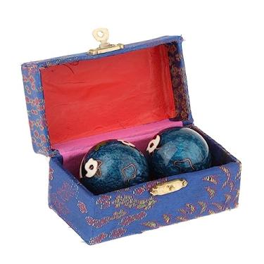 Imagem de Deevoka 2x bolas de massagem, bolas de baoding com caixa de armazenamento, bolas de handebol chinesas portáteis de relaxamento compactas para pais, pessoas de, Panda Azul