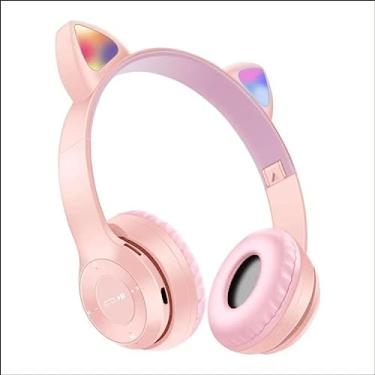 Imagem de LOBOY Fone Ouvido Bluetooth Led Gatinho Infantil Gato Recarregável - (Rosa)(LOBOY-GT558)