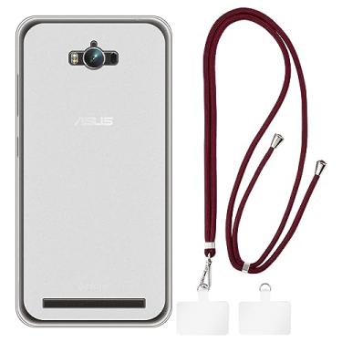 Imagem de Shantime Capa Asus Zenfone Max ZC550KL + cordões universais para celular, pescoço/alça macia de silicone TPU capa protetora para Asus Zenfone Max ZC550KL (5,5 polegadas)