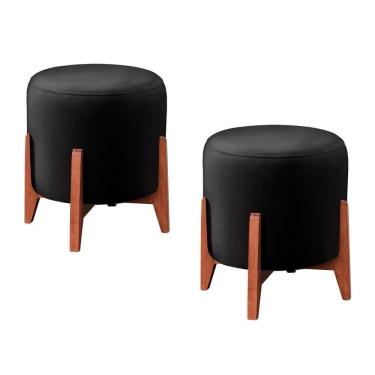 Imagem de Conjunto - 2 Puffs Banqueta Thor Luxo Castellar Móbile Corino Preto