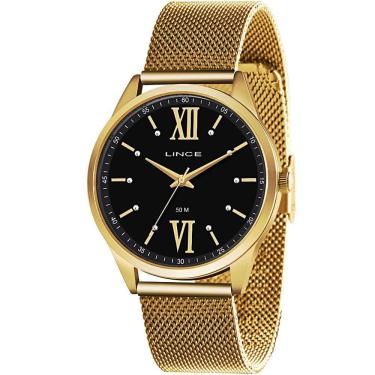 Imagem de Relógio LINCE feminino analógico dourado preto LRGH161L P3KX