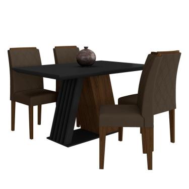 Imagem de Mesa De Jantar 4 Cadeiras Sícilia Imbuia/preto/marrom - Móveis Arapongas