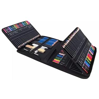 Imagem de Lápis de desenho profissional de 145 peças e suprimentos para arte de esboço inclui base de ó lápis colorido lápis de carvão borracha caderno de papel portátil saco de armazenamento com zíper conj