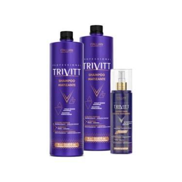 Imagem de Kit Trivitt 02 Shampoo Matizante 1L + Fluido Para Escova Matizante 200