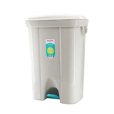 Imagem de Sanremo - Lixeira Plástica com Pedal e Alça, Capacidade de 72 Litros, Cor Creme, Linha Casablanca