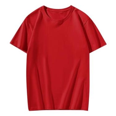 Imagem de Camisetas femininas personalizadas de manga curta casual uniforme de classe, Vermelho - Impressão personalizada nos dois lados, 13 Years