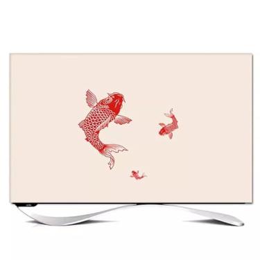 Imagem de Capa protetora contra poeira para TV LCD Peony interna, protetor de tela de TV extensível para pendurar em mesa curva LED à prova de poeira capa de quarto sala de estar capa de aparelho de TV