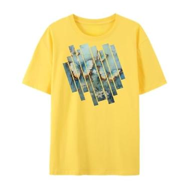 Imagem de Camisetas de arte de borboleta, camiseta fofa de verão com borboleta e flor, camiseta gráfica para homens e mulheres., 2 - amarelo, P