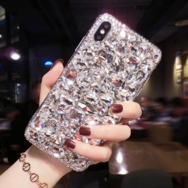 Imagem de Capa de telefone luxuosa com strass para Samsung S23 S22 S21 S20 S10 S9 Plus Ultra Fe Note 10 20 Galaxy Diamond Glitter feminino rosa, branco, para Galaxy S23 Ultra