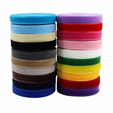 Imagem de BAORJCT 20 Colors 40 Yards 3/8 inch Assortment Velvet Ribbon Single Face Chocker Ribbon for Package Wrapping, Hair Bow Clips Making, Sewing, Baby Headbands, Wedding Decorations