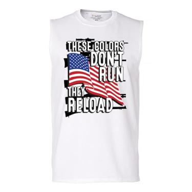 Imagem de Camiseta masculina These Colors Don't Run They Reload Muscle 2nd Amendment 2A Don't Tread on Me Second Right American Flag, Branco, G