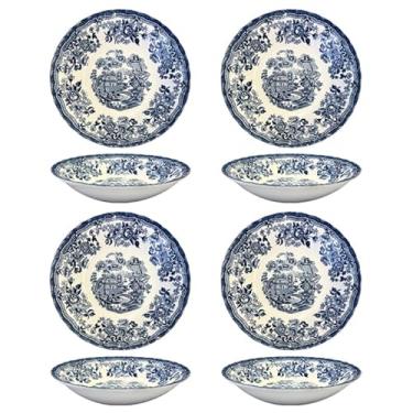 Imagem de Churchill Tigela de macarrão New Royal Wessex Tonquin Blue Chelsea 23 cm - Conjunto de 4, feito na Inglaterra