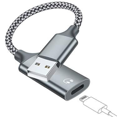 Imagem de Cabo adaptador de áudio USB A para Lightning USB 3.0 macho para Lightning fêmea HiFi conversor de fones de ouvido compatível com USB A, MacBook, computador, PC, suporte para controle de volume,