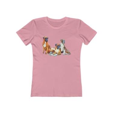 Imagem de Boxer Quartet - Camiseta feminina de algodão torcido, Rosa claro sólido, XXG