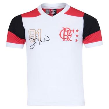 Imagem de Camiseta Braziline Zico Retro Flamengo Infantil - Branco e Vermelho-Unissex