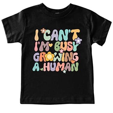 Imagem de Camiseta de lantejoulas reversas para meninas Busy GORWING A HUNMAM Camiseta de manga curta com estampa divertida para crianças e meninas, Preto, 13-14 Years