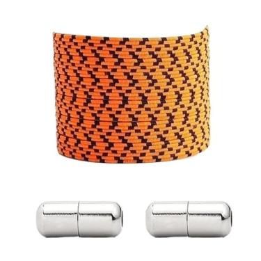 Imagem de Cadarços Elásticos Em Bloco De Cores, Sem Laços, Cadarços Para Tênis, Sem Cadarços, Para Crianças E Adultos, Sapato Plano, Cadarço De Renda(Color:Orange Black point)