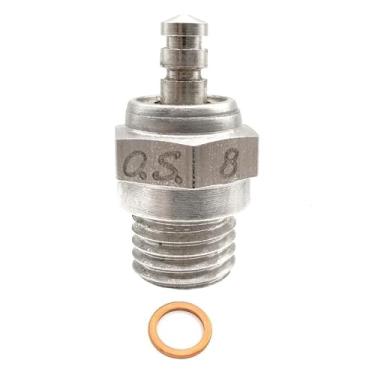 Imagem de Vela incandescente OS 8, ignição de plugue quente prata média 8# para controle remoto de carro de asa fixa, helicóptero, carro de corrida 1/8.