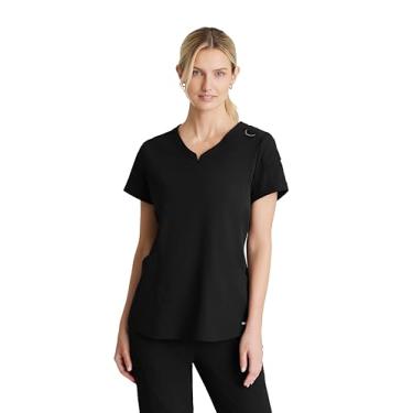 Imagem de BARCO Skechers Vitality Aura Scrub Top para mulheres - Blusa médica com gola V curvada, 3 bolsos, blusa feminina elástica em 4 direções, Preto, G