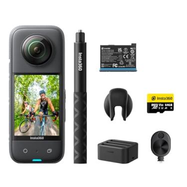 Imagem de Insta360 X3 Kit Ultimate - Câmara de ação 360 impermeável com sensor de 1/2 polegadas, fotos 360 de 72 MP, vídeo 360 5,7 K, estabilização, ecrã táctil de 2,29 polegadas, vibração, edição IA,