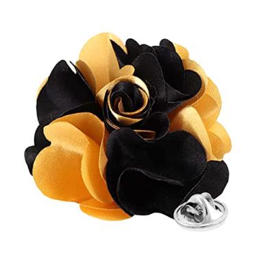 Imagem de Vittorio Vico Broche de lapela de flor de dois tons premium - lapela formal para homens, broche de flor, 2.5" (6.36CM), Poliéster, Não aplicável