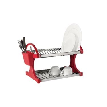 Imagem de Escorredor 16 Pratos Suprema, 51 x 27,5 x 29 cm, Vermelho, Brinox