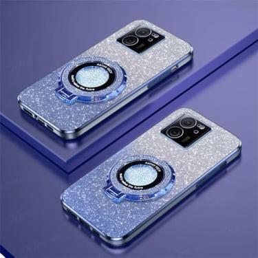 Imagem de Para Xiaomi Mi 13T 12T 11T Pro 14 13 12 11 Lite POCO X3 NFC X5 F3 F4 F5 M3 M4 Capa de silicone revestida com suporte magnético, anel azul, para POCO X3