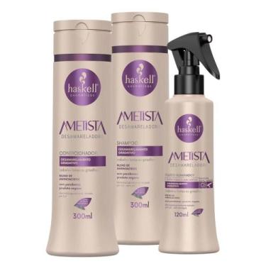 Imagem de Kit Haskell Ametista Desamarelador Shampoo + Condicionador 300ml + Flu