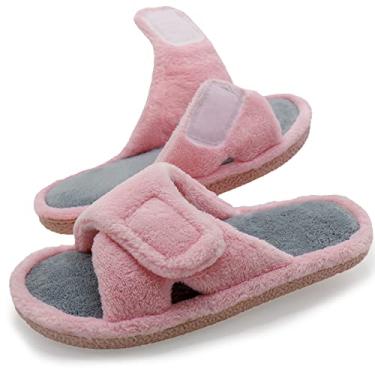 Imagem de Magtoe Pantufa Feminina de Microfibra de Espuma de Memória Ajustável com Bico Aberto, rosa, 7-8