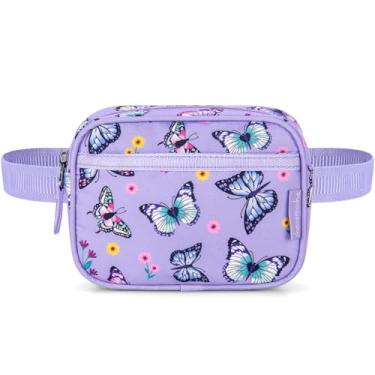 Imagem de Choco Mocha Pochete infantil para meninas, pochete infantil de 2 a 4 anos, bolsa de cinto para meninas pequenas, Borboleta, roxo, 7.1 x 5.3 x 2.1 inches, Borboleta roxa