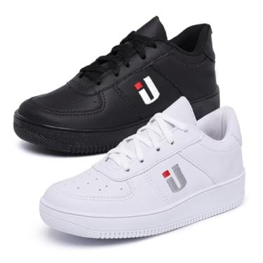 Imagem de Kit 2 Pares Tênis Infantil Casual Unissex Ultra Leve Confortável Influencer Original (Preto/Branco, BR, Criança de 4 a 8 anos, Numérico, M, 32)